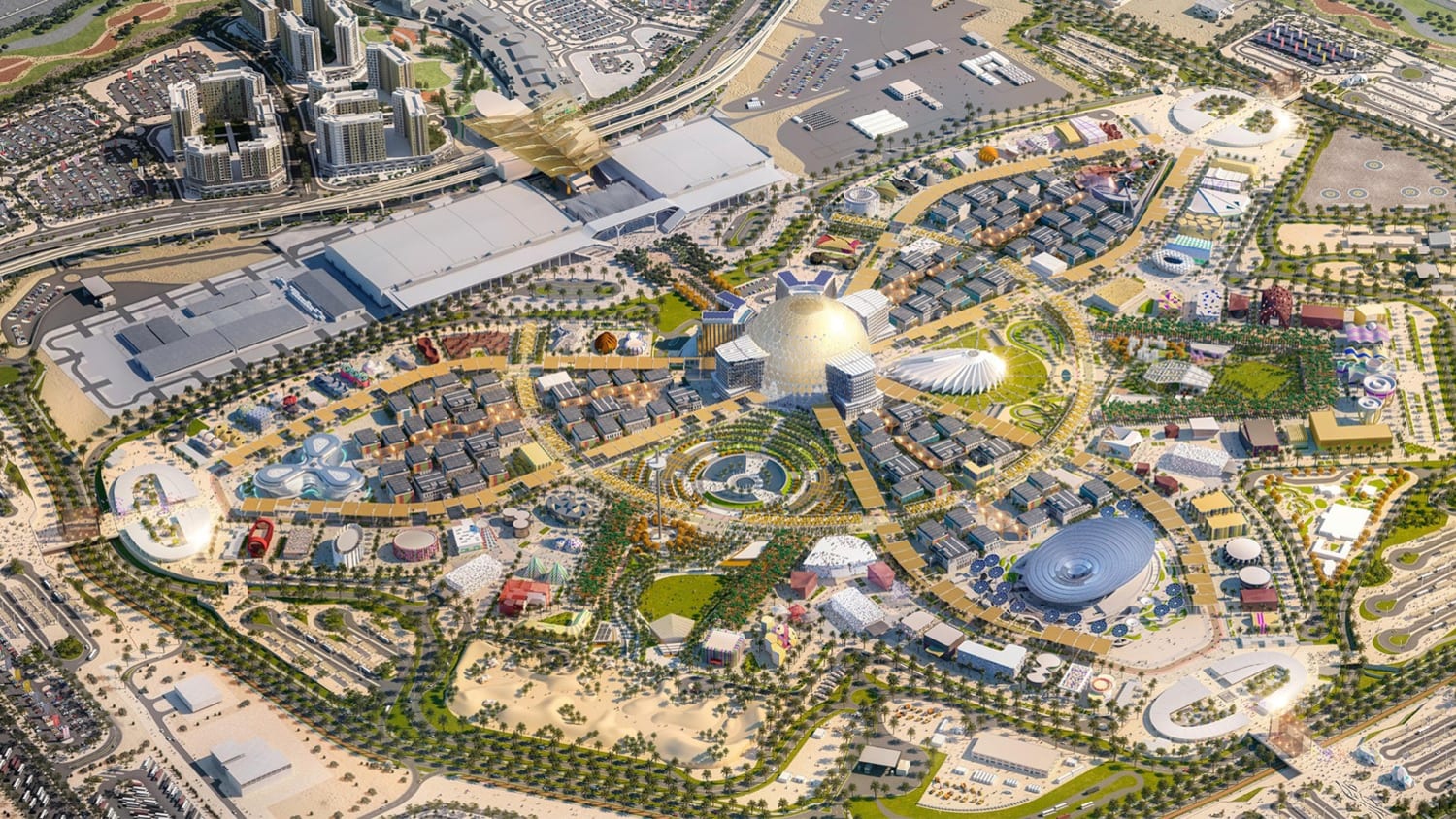  صورة مأخوذة من الأعلى للمنطقة التي يقام فيها معرض إكسبو 2020 في دبي