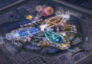 A picture taken from above to the area where expo 2020 is held in Dubai