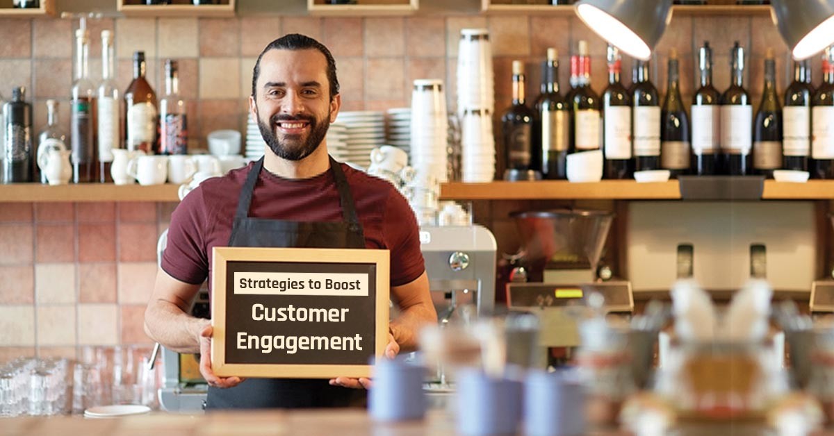 Increase restaurant customer engagement: a bartender holding a sign
