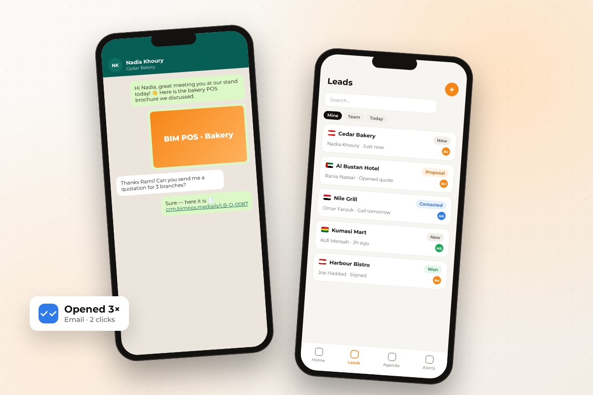 CRM WhatsApp and email follow-up with read tracking