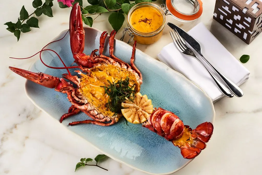 whole roasted lobster with saffron chef atlantis