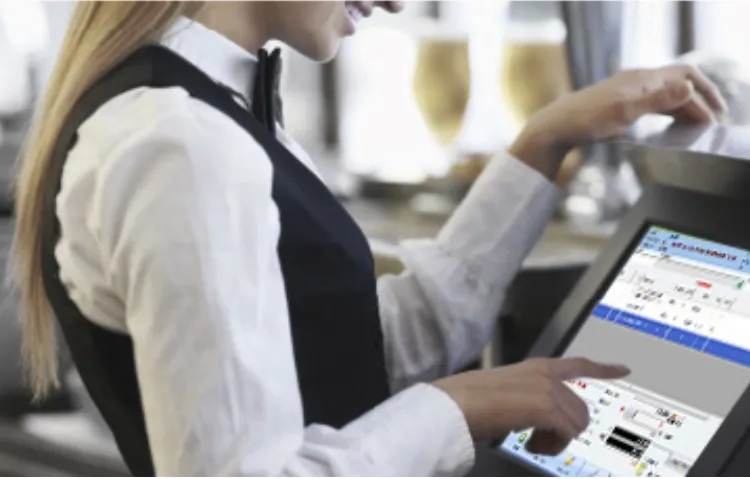 A waitress using restaurant POS