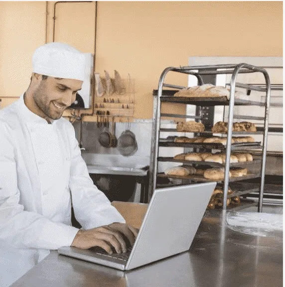 An employee is checking the inventory to make an order