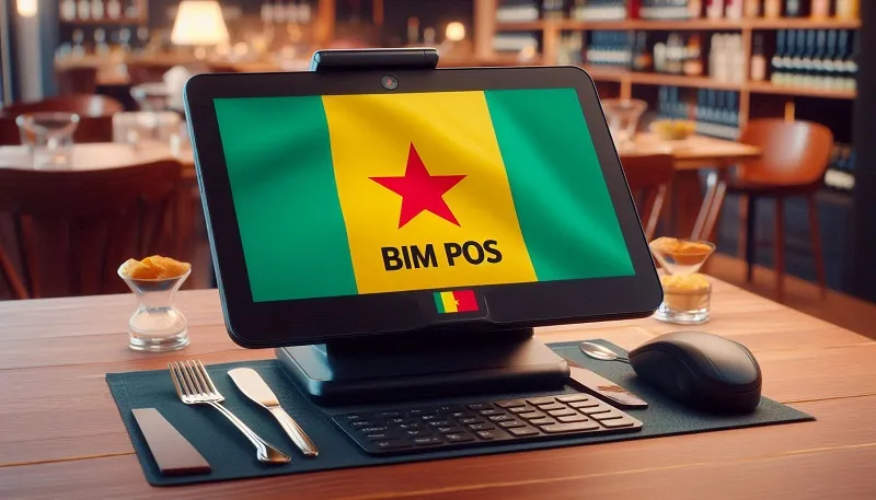 POS software hardware in gabon with the flag of Gabon