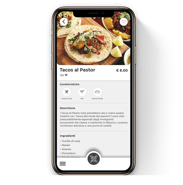 The QR code for contactless menu at restaurants