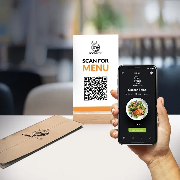 A customer scanning the QR code to explore the restaurant's digital menu