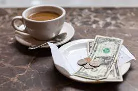 Tips left at a coffee shop