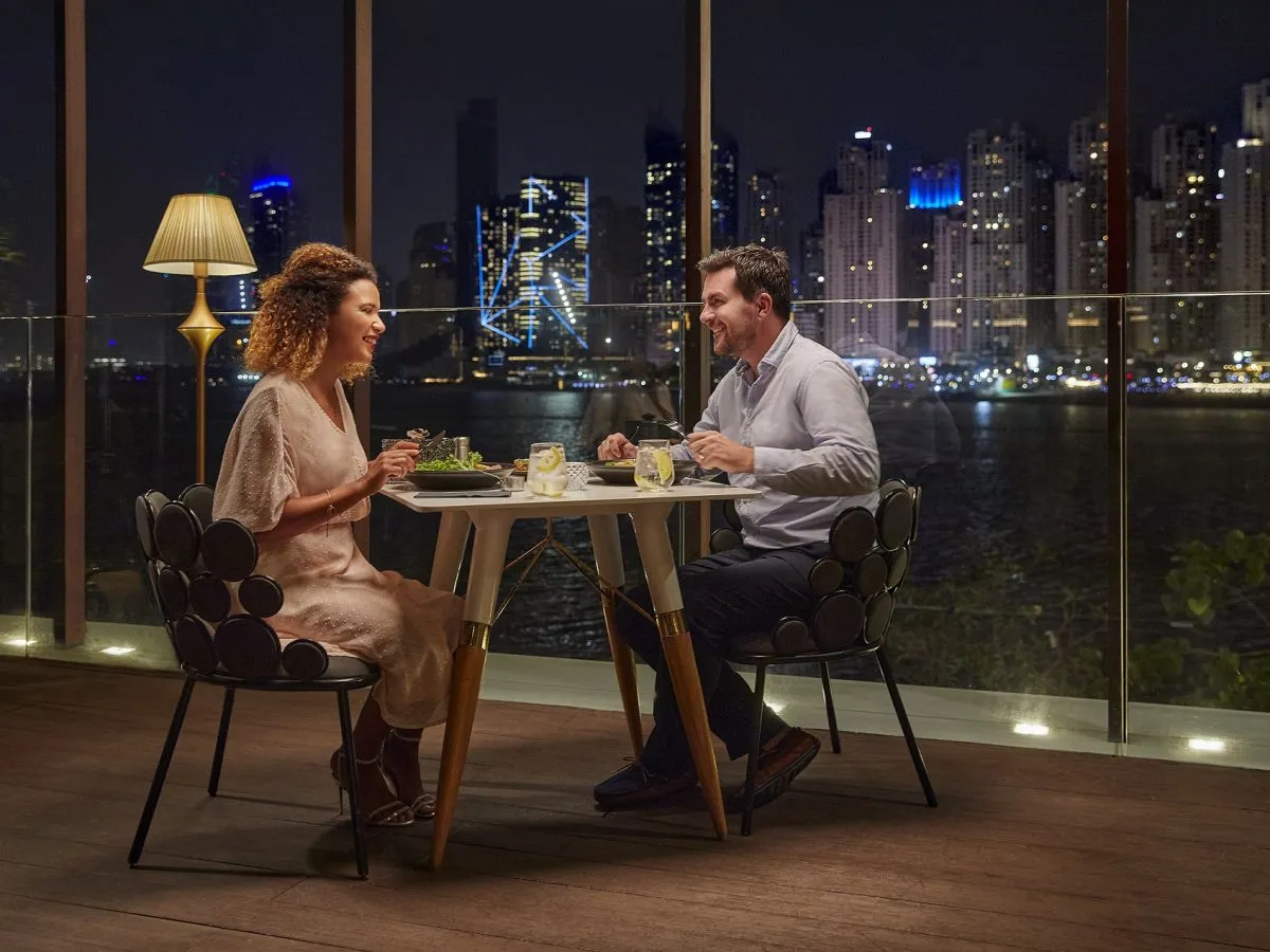 two customers dining at a restaurant