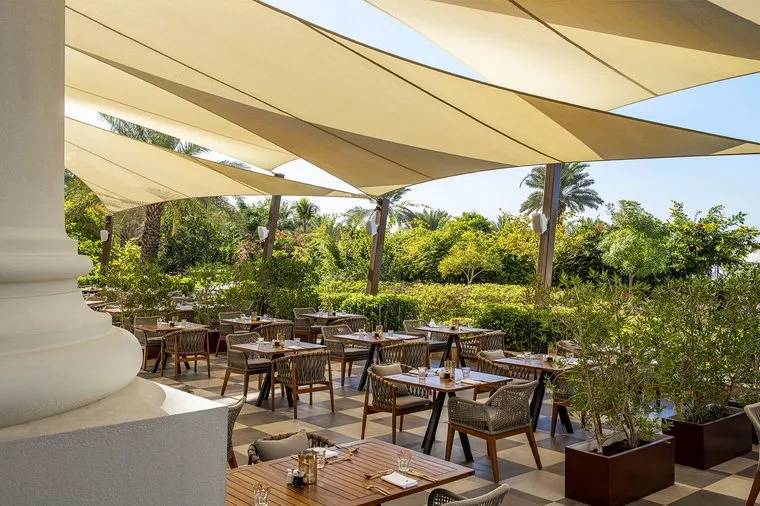 an outdoor area of the restaurant