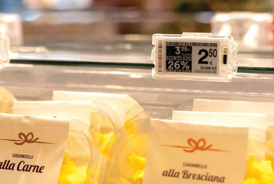 Price tags in a supermarket
