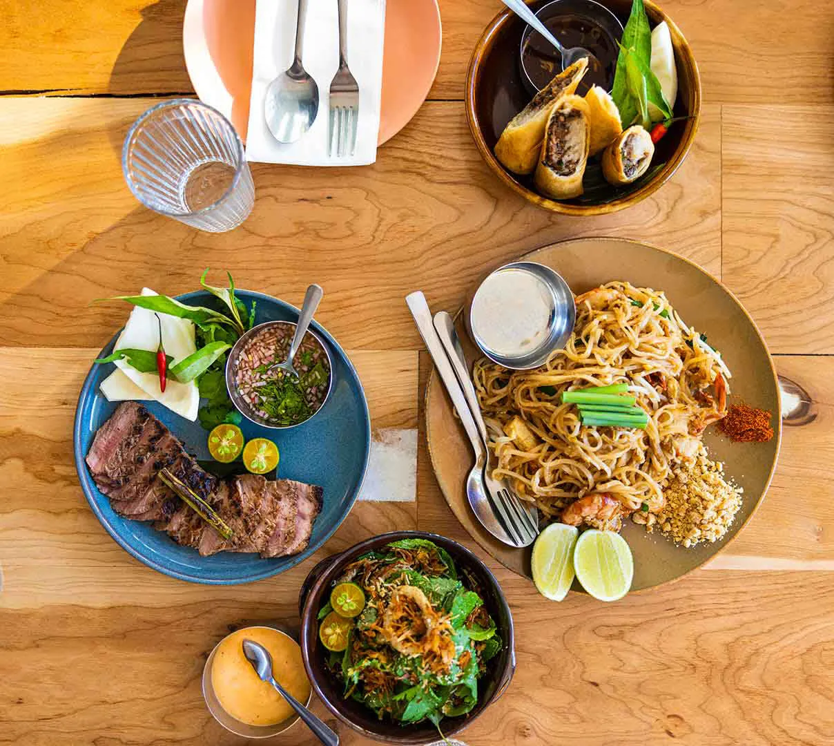 Food served at a table in a restaurant 