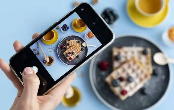 A picture taken at a restaurant to be posted on social media
