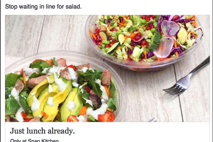 Salad pictures in a restaurant online advertising