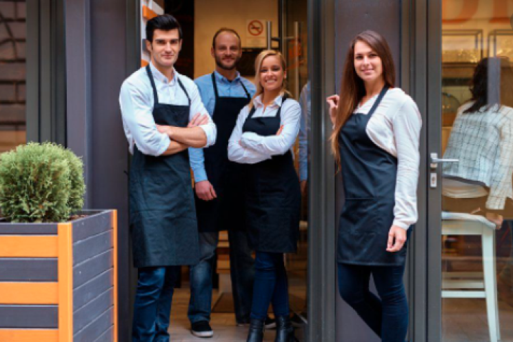 happy employees at a restaurant