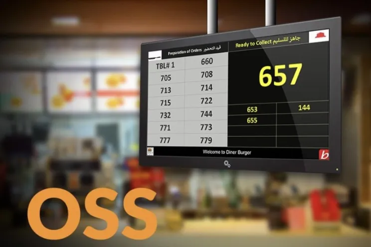 BIM POS order status screen installed at a fast food restaurant 