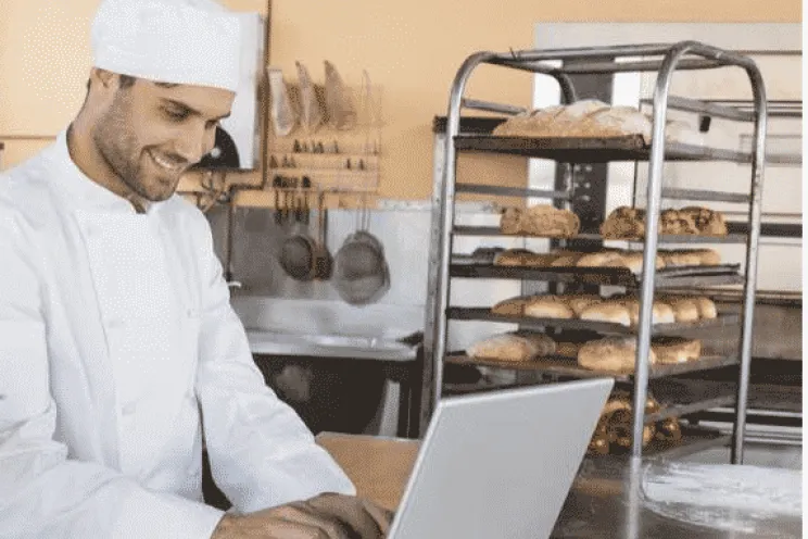 An employee is checking the inventory to make an order
