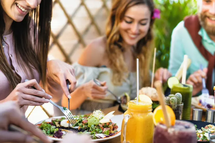 customers eating at a restaurant