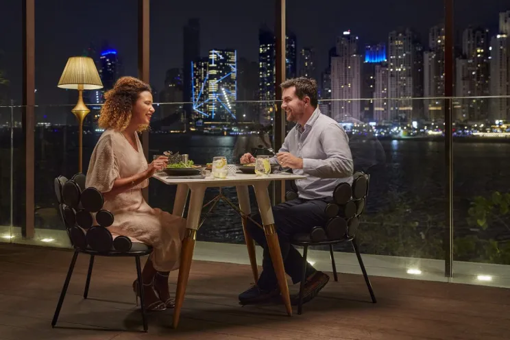 two customers dining at a restaurant
