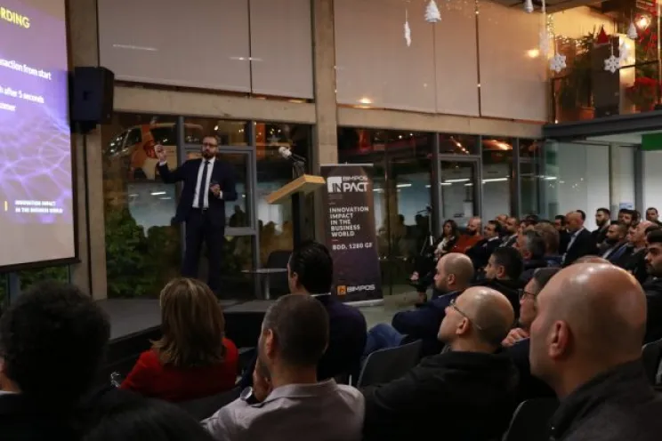 John Balian giving speech at Berytech BIM POS INPACT event for hospitality and retail business owners