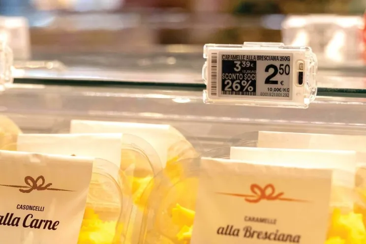 Price tags in a supermarket 