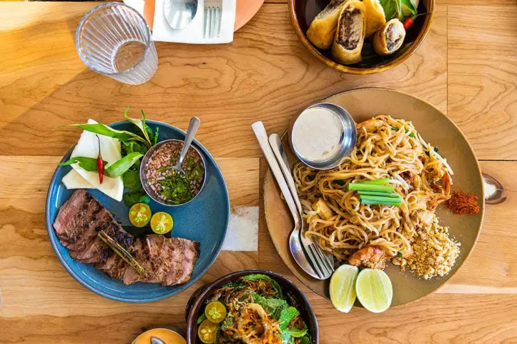 Food served at a table in a restaurant 