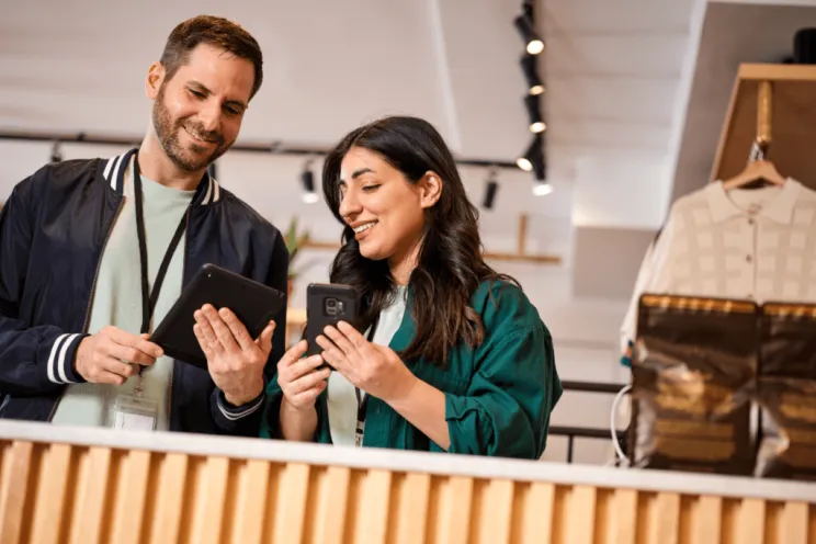 customers working in a store
