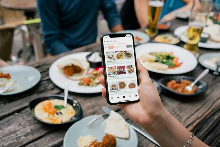 a customer exploring the menu at a restaurant